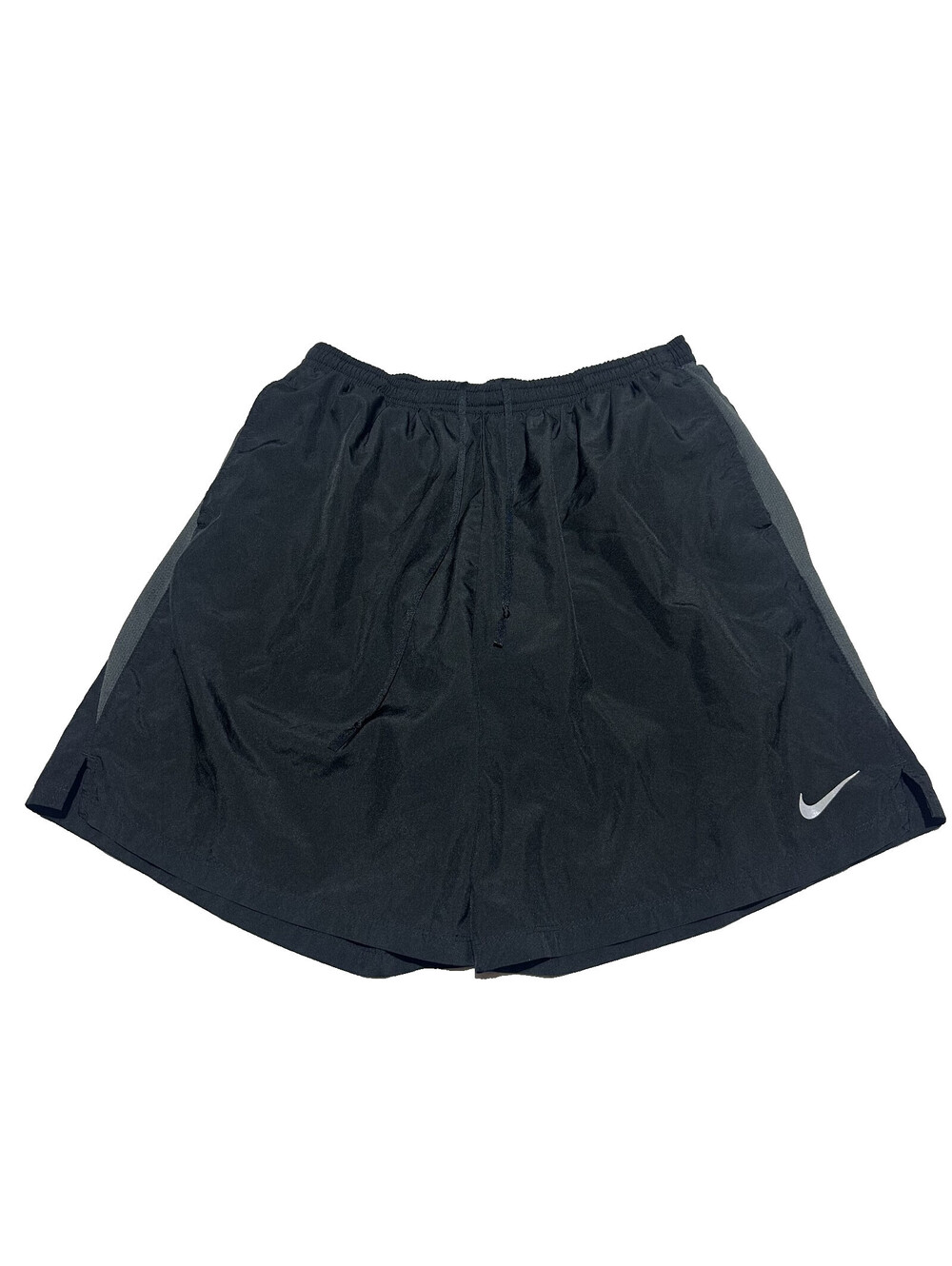 Nike Men Running Athletic Lined Shorts Black Perforated Side Pockets XL